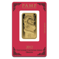 Barra de Metal Precioso de Ouro de 1 Oz PAMP Suisse - Séries Dragão Lunar