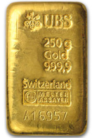 250 gram UBS gold bullion bar
