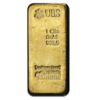 Lingote de oro UBS de 1 kilo