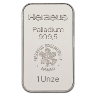 1 oz Heraeus Palladium Bullion Bar