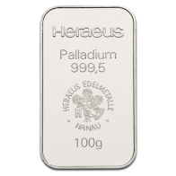 100 Gram Heraeus Palladium Bullion Bar