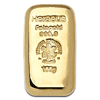 Barra de Ouro Fundido de 100 Gramas Heraeus
