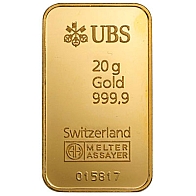 20 gramos de Lingote de Oro UBS
