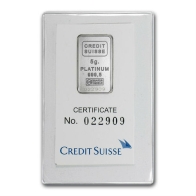 5 Gram Credit Suisse Liberty Platinum Bar