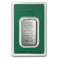 1 Ounce Argor Heraeus Platinum Bullion Bar