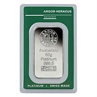 50 Gramm Argor Heraeus Platinbarren