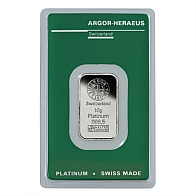 10 Gramm Argor Heraeus Platinbarren