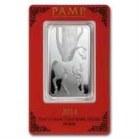 1 Ounce PAMP Silver Lunar Horse Bar