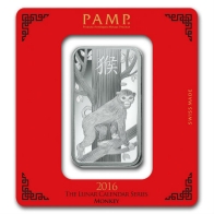 PAMP 100 Gram Lunar Year of the Monkey Silver Bar