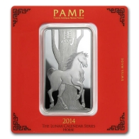 PAMP 100 Gram Lunar Year of the Horse Silver Bar