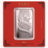 100 Gram PAMP Lunar Year of the Dragon Silver Bar