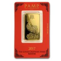 Barra de Metal Precioso de Ouro de 1 Oz PAMP Suisse - Séries Galo Lunar