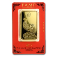 Barra de Metal Precioso de Ouro de 1 Oz PAMP Suisse - Séries Galo Lunar
