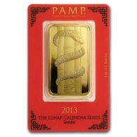 Barra de Metal Precioso de Ouro de 100 Gramas PAMP Suisse - Séries Cobra Lunar