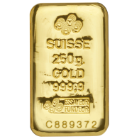 250 Gram PAMP Suisse Cast Gold Bar