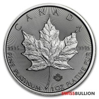 Moneda de platino Hoja de Arce de 1 onza 2021