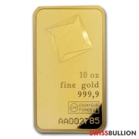 Lingote de oro Valcambi de 10 onzas