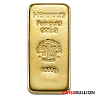 1 Kilogram Heraeus Cast Gold Bar