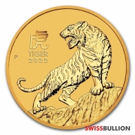 2022 Perth Mint 1/10 Ounce Lunar Year of the Tiger Gold Coin