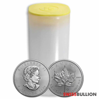 1 Ounce 2022 Silver Maple Leaf Coin - Tube of 25 Coins