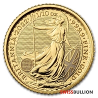 Moneda de oro Britannia de 1 onza 2022