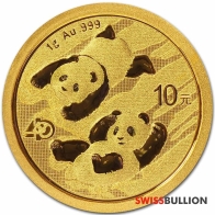 Moneda de Oro de 1 gramo del Panda Chino de 2022