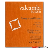 250 Gram Valcambi Cast Gold Bar
