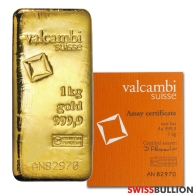 Barra de oro Valcambi Suisse de 1 kilo