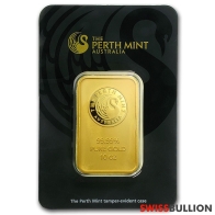 Lingote de oro de la Casa de la Moneda de Perth de 10 onzas