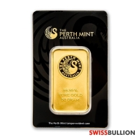 Lingote de oro de la Casa de la Moneda de Perth de 50 gramos