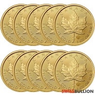 Wholesale 10 x 1 Ounce Maple Leaf Gold Coin