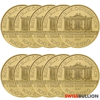 Moedas de ouro Philharmonic por atacado 10 unidades de 1 onça