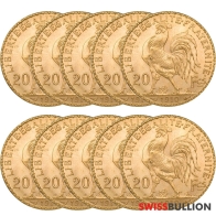 Wholesale 20 x French Marianne (Rooster) Gold Coin 