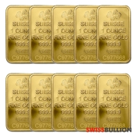 Wholesale 10 x 1 Ounce PAMP Gold Bar
