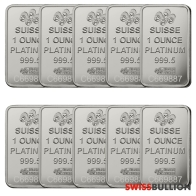Lingote de platino 10 x 1 onza de PAMP Fortuna al por mayor