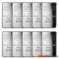 Wholesale 10 x 1 Ounce Credit Suisse Platinum Bar