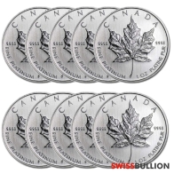 Venta al por mayor 10 x monedas de platino Hoja de Arce de 1 onza