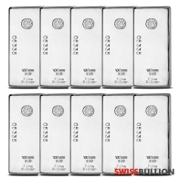 5 lingotes de plata de la casa de la moneda de Perth de 100 onzas al por mayor