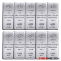 Wholesale 5 x 100 Ounce PAMP Suisse Cast Silver Bar