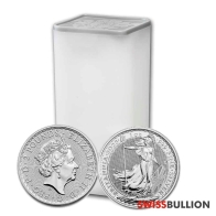 Tube of 25 x 1 Ounce 2023 Silver British Britannia Coin
