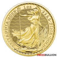 Moneda de oro Britannia británica 2023 de 1 onza