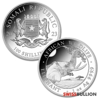 2023  Somalian Elephant 1 Oz African Wildlife Silver Coin