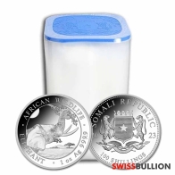 Tube of 20 x 2023 Somalian Elephant 1 Oz African Wildlife Silver Coin