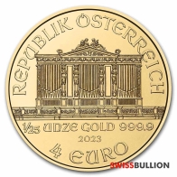 2023 Moneda de Oro Filarmónica de 1/25 Onza Austriaca