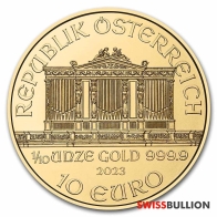 Moneda filarmónica austriaca de oro de 1/10 onzas 2023