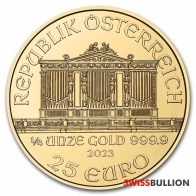 Moneda de Oro Filarmónica Austriaca de 1/4 de Onza de 2023