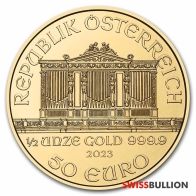 Moneda Filarmónica austriaca de oro de ½ onza 2023