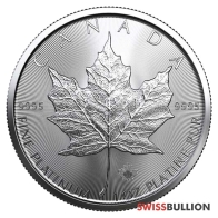 1 Onza 2023 Moneda de Hoja de Arce de Platino