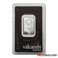 Lingote de platino Valcambi de 20 Gramos