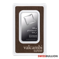 Lingote de platino Valcambi de 100 Gramos